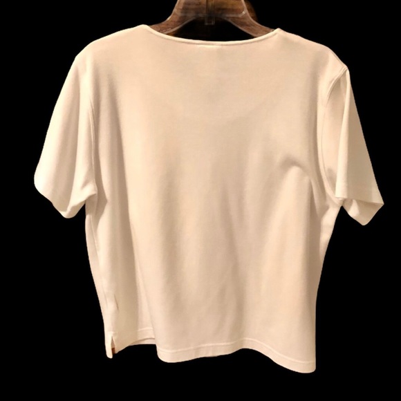 Bobby Brooks vintage white embroidered flowers neckline shortsleeved top size L - Picture 4 of 8